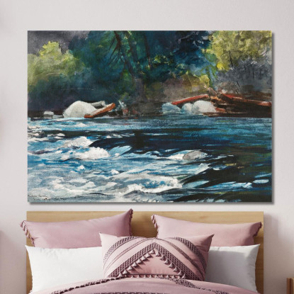 Die Stromschnellen Hudson River Adirondacks Winslow Homer drucken auf leinwand