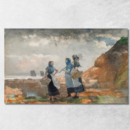 Trois Filles De Pêcheur Tynemouth Winslow Homer tableau impression sur toile