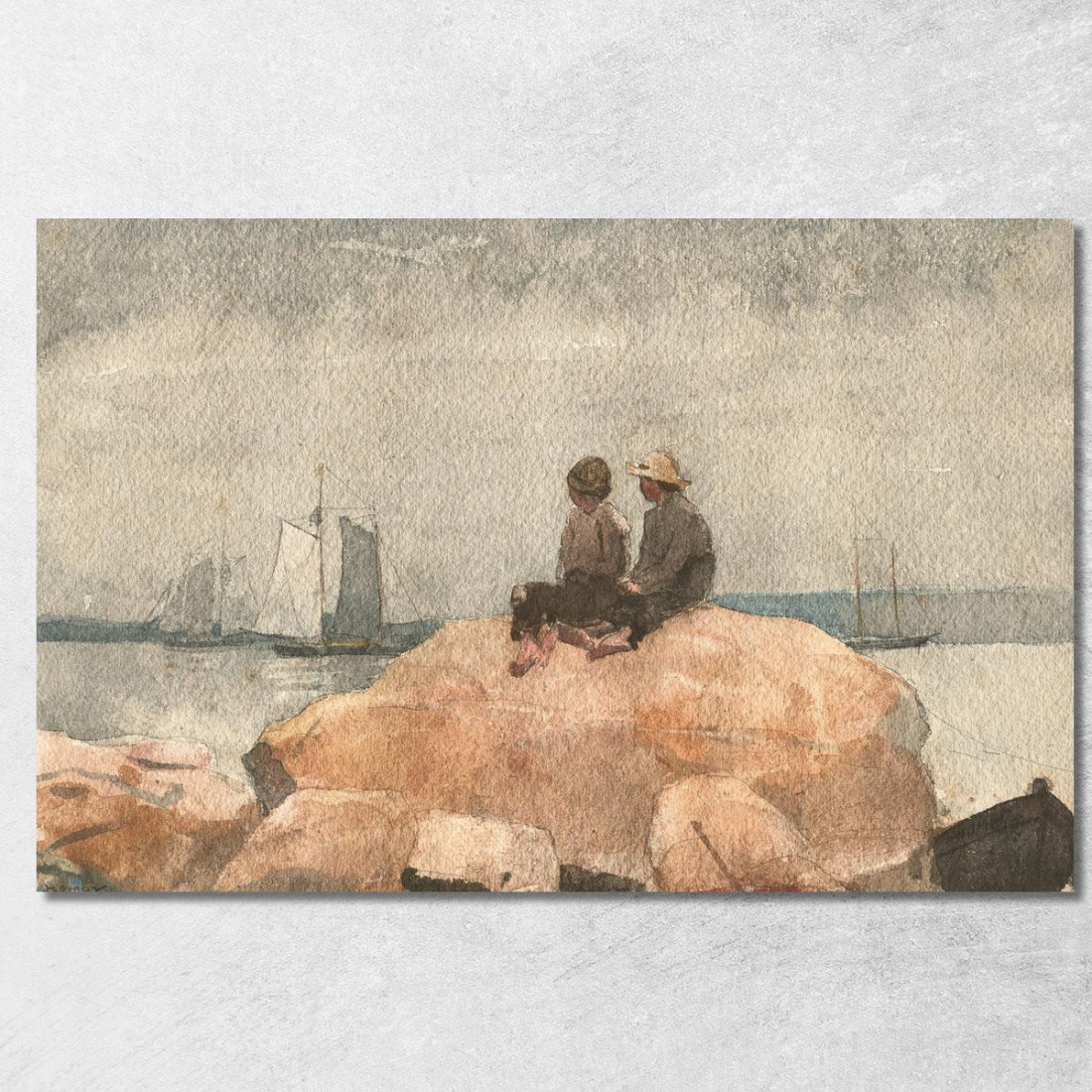 Two Boys Watching Schooners Winslow Homer canvas print