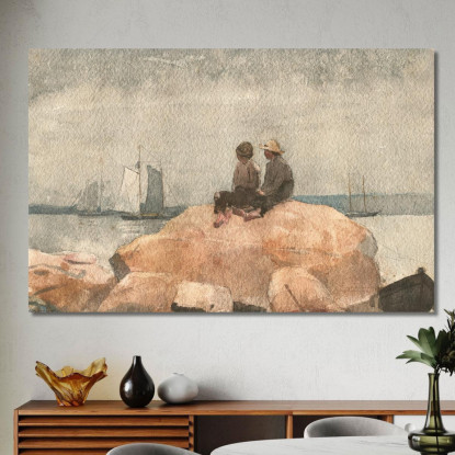 Two Boys Watching Schooners Winslow Homer canvas print