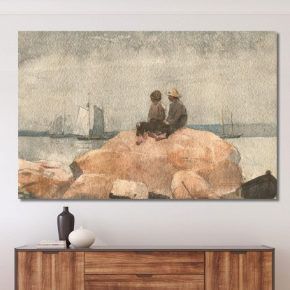 Two Boys Watching Schooners Winslow Homer canvas print