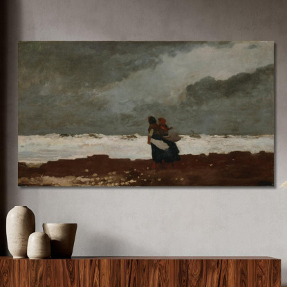 Due Figure In Riva Al Mare Winslow Homer quadro stampato su tela