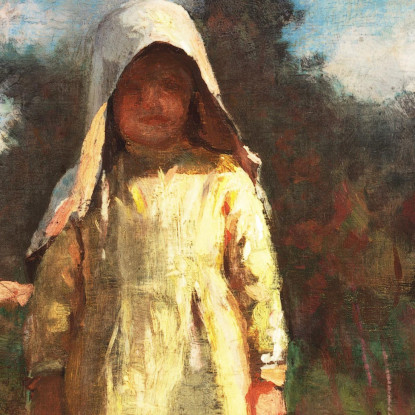 Due Ragazze Con Cappelli Da Sole In Un Campo Winslow Homer quadro stampato su tela
