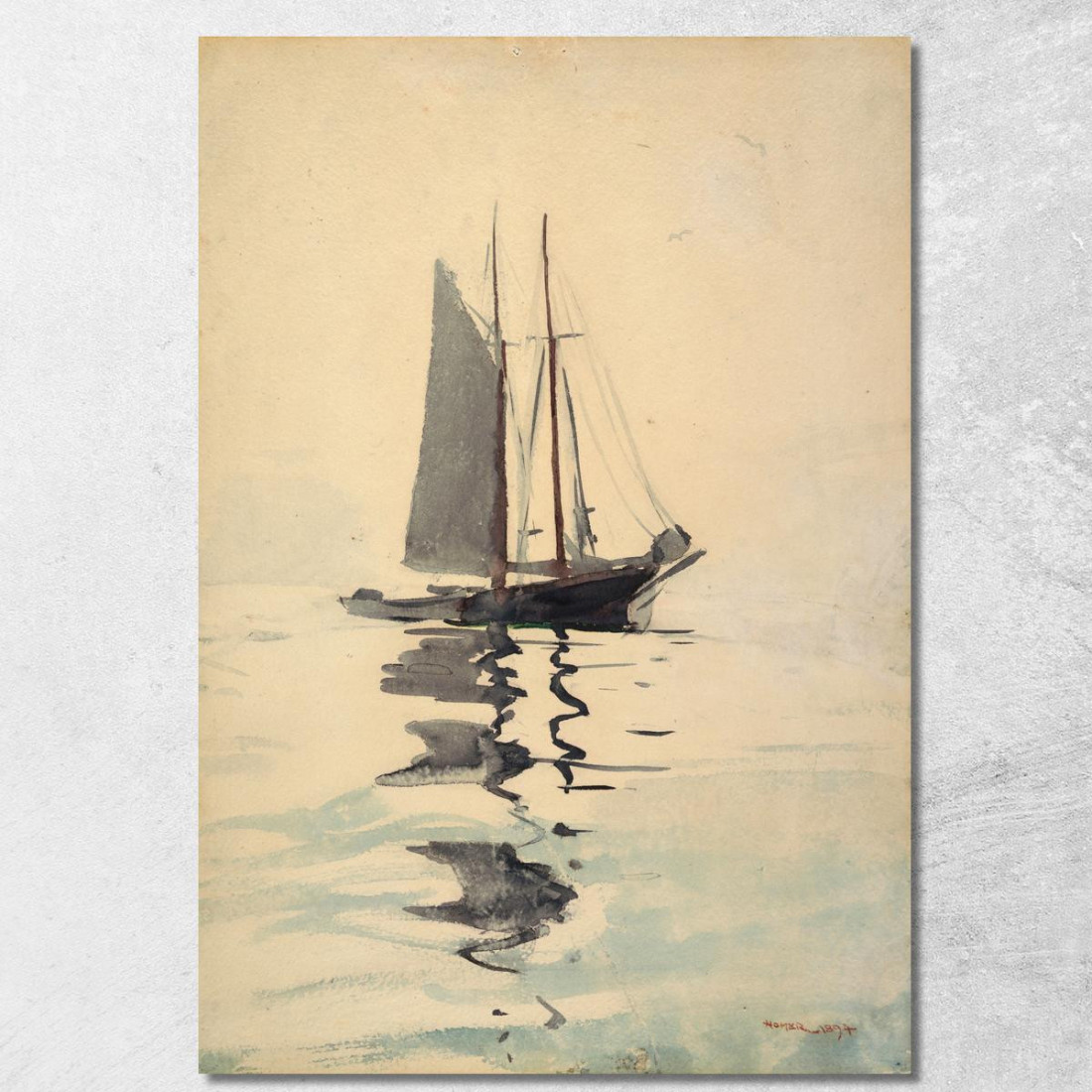 Zweimastschoner Mit Dory Winslow Homer drucken auf leinwand