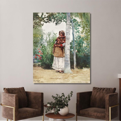 Sotto Una Palma Winslow Homer quadro stampato su tela