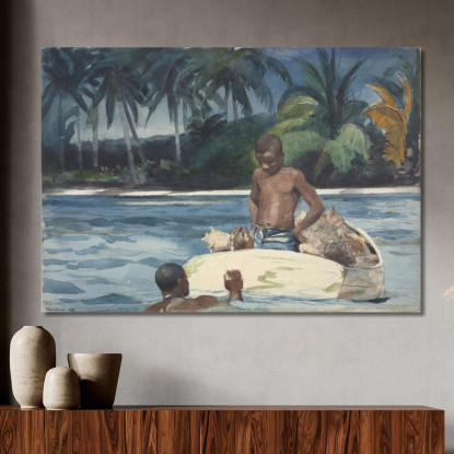 Subacquei Dell'India Occidentale Winslow Homer quadro stampato su tela