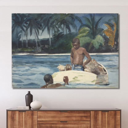 Subacquei Dell'India Occidentale Winslow Homer quadro stampato su tela