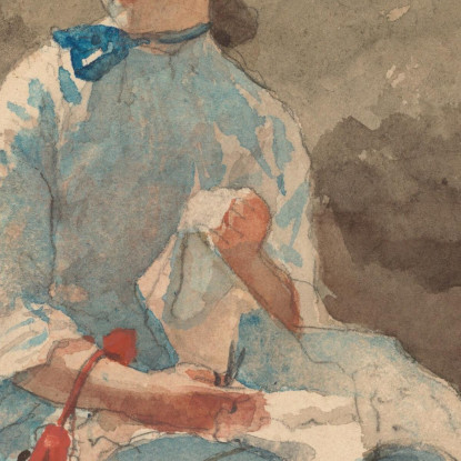 Jeune Femme Cousant Winslow Homer tableau impression sur toile