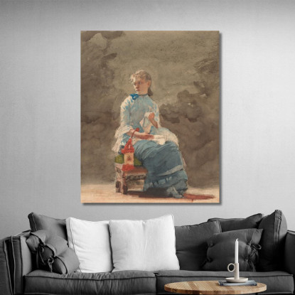 Mujer Joven Cosiendo Winslow Homer cuadro en lienzo