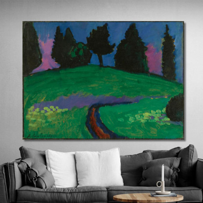 Alberi Scuri Sul Pendio Verde Alberi Scuri Sul Pendio Verde Alexej von Jawlensky avj25 quadro stampato su tela