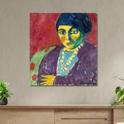 Testa Femminile Elena Alexej von Jawlensky avj27 quadro stampato su tela