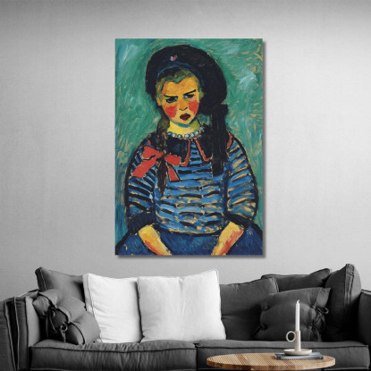 Ragazza Con Il Nastro Rosso Alexej von Jawlensky avj36 quadro stampato su tela