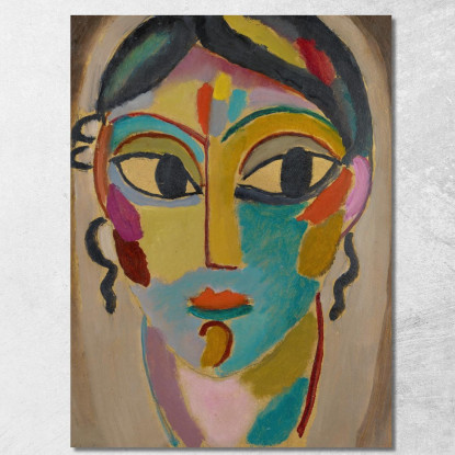 Testa Mistica Testa Di Ragazza Frontale Alexej von Jawlensky avj70 quadro stampato su tela