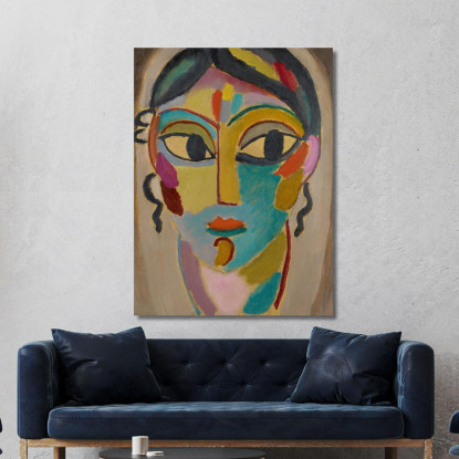 Testa Mistica Testa Di Ragazza Frontale Alexej von Jawlensky avj70 quadro stampato su tela
