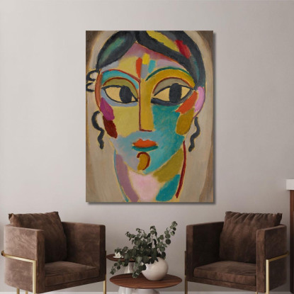 Testa Mistica Testa Di Ragazza Frontale Alexej von Jawlensky avj70 quadro stampato su tela