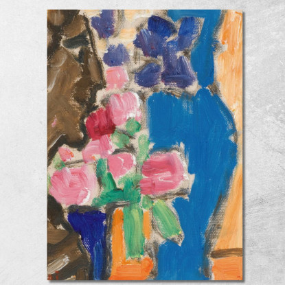 Natura Morta Di Fiori Natura Morta Con Vaso E Figura Semi-Profilo Alexej von Jawlensky avj100 quadro stampato su tela