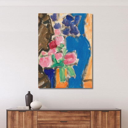 Natura Morta Di Fiori Natura Morta Con Vaso E Figura Semi-Profilo Alexej von Jawlensky avj100 quadro stampato su tela