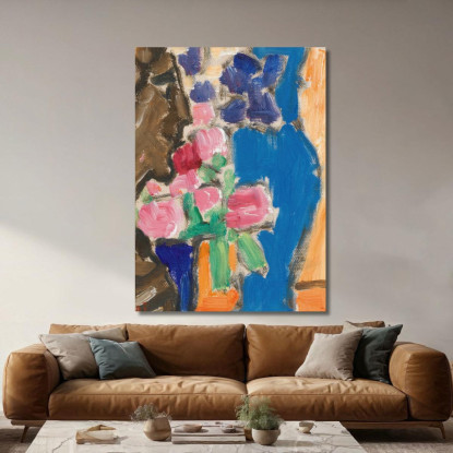 Natura Morta Di Fiori Natura Morta Con Vaso E Figura Semi-Profilo Alexej von Jawlensky avj100 quadro stampato su tela