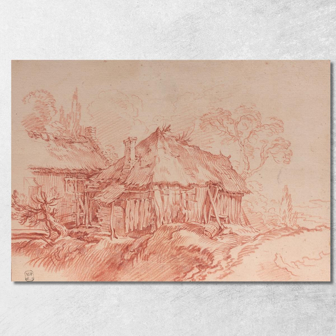 Cottage Dal Tetto Di Paglia In Un Paesaggio Secondo Abraham Bloemaert François Boucher fbc20 quadro stampato su tela