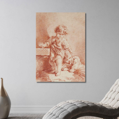 Due Ragazzi Uno Sdraiato François Boucher fbc28 quadro stampato su tela