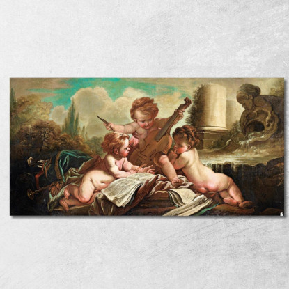 I Piccoli Birders I Bambini Musicali François Boucher fbc47 quadro stampato su tela