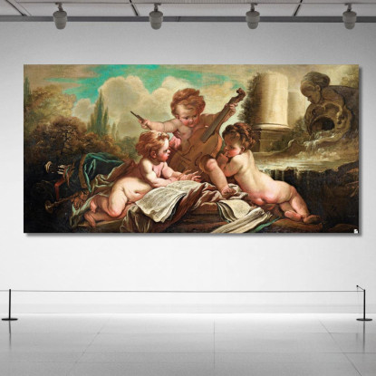 I Piccoli Birders I Bambini Musicali François Boucher fbc47 quadro stampato su tela