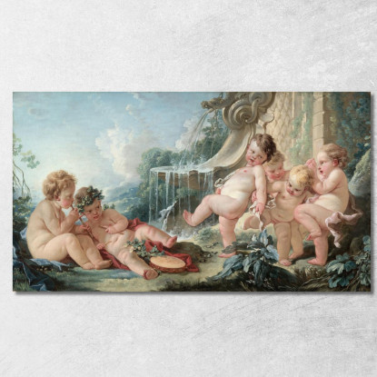 Musica E Danza E Amorini In Cospirazione François Boucher fbc58 quadro stampato su tela