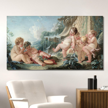 Musica E Danza E Amorini In Cospirazione François Boucher fbc58 quadro stampato su tela