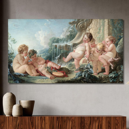 Musica E Danza E Amorini In Cospirazione François Boucher fbc58 quadro stampato su tela