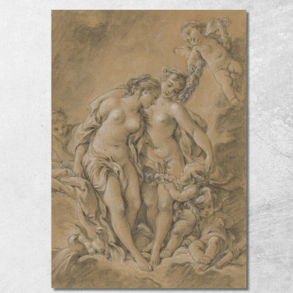 Ninfe E Amorini François Boucher fbc60 quadro stampato su tela