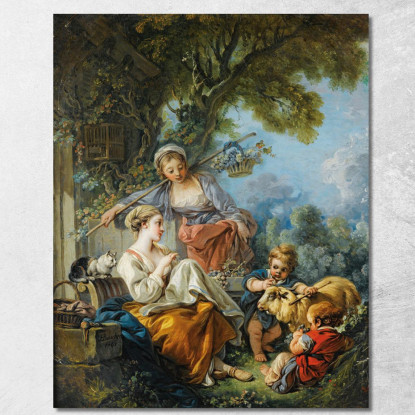 Scena Pastorale François Boucher fbc64 quadro stampato su tela