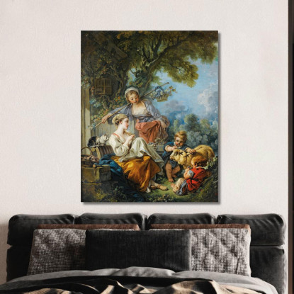 Scena Pastorale François Boucher fbc64 quadro stampato su tela