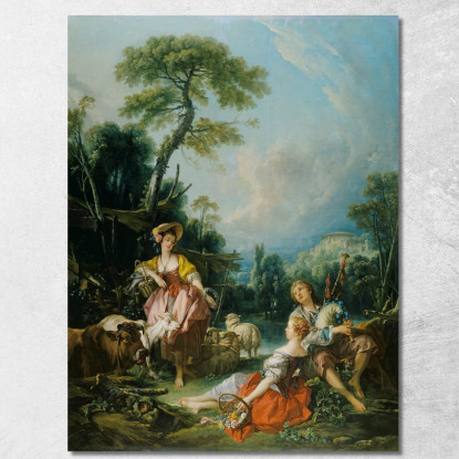 Pastorale Con Suonatore Di Cornamusa François Boucher fbc65 quadro stampato su tela