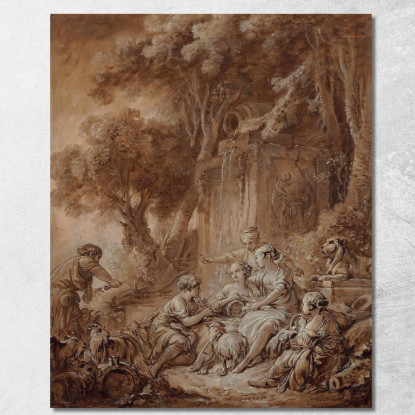 Pastorale Al Flauto François Boucher fbc67 quadro stampato su tela