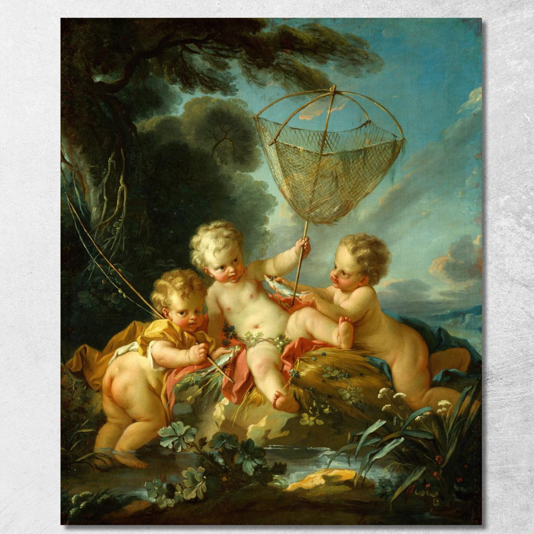 Putti Come Pescatore François Boucher fbc71 quadro stampato su tela