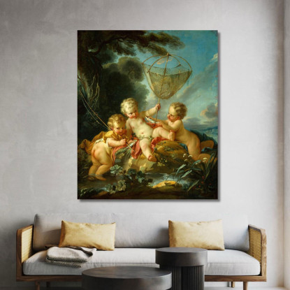 Putti Come Pescatore François Boucher fbc71 quadro stampato su tela