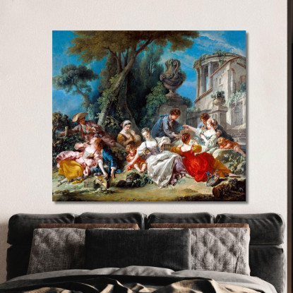 Gli Acchiappa-Uccelli François Boucher fbc85 quadro stampato su tela