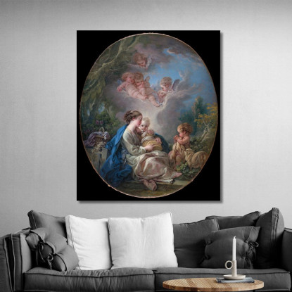 Madonna Col Bambino San Giovanni Battista E Angeli François Boucher fbc112 quadro stampato su tela