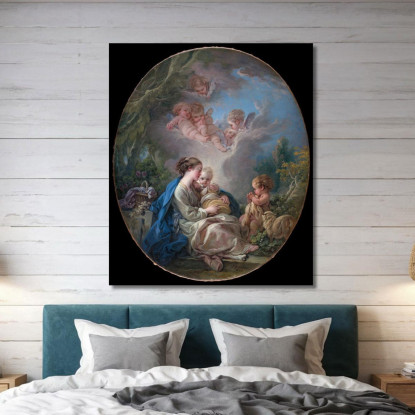 Madonna Col Bambino San Giovanni Battista E Angeli François Boucher fbc112 quadro stampato su tela