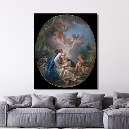 Madonna Col Bambino San Giovanni Battista E Angeli François Boucher fbc112 quadro stampato su tela