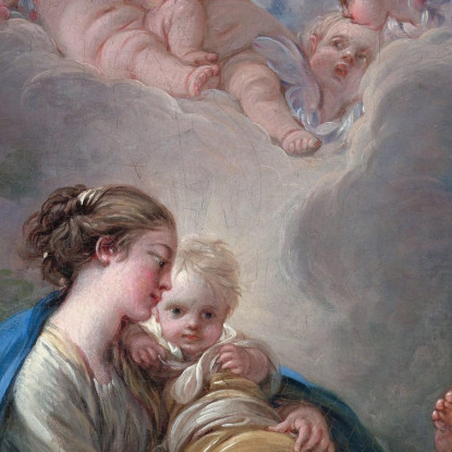 Madonna Col Bambino San Giovanni Battista E Angeli François Boucher fbc112 quadro stampato su tela