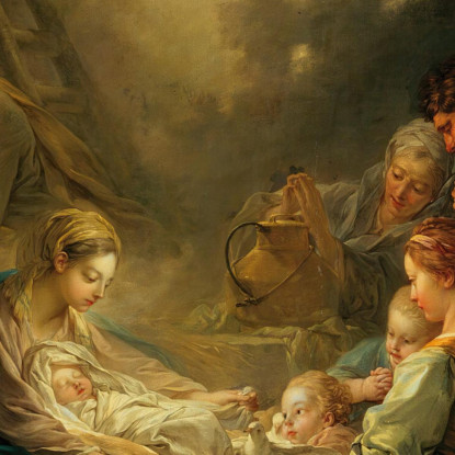 Vergine Che Assiste Il Cristo Bambino Dormiente François Boucher fbc113 quadro stampato su tela