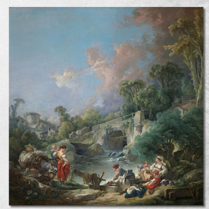 Lavandaie François Boucher fbc114 quadro stampato su tela