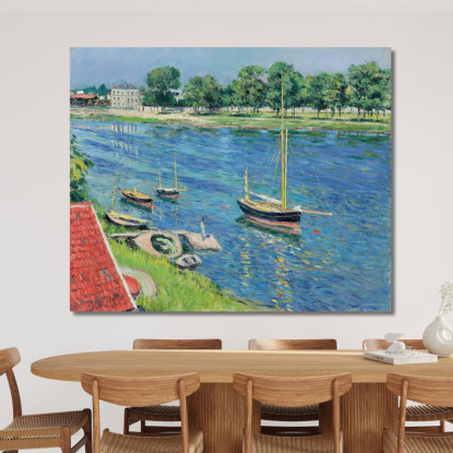 La Senna Ad Argenteuil Barche All'Ancora Gustave Caillebotte gcl8 quadro stampato su tela