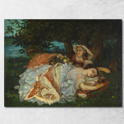 Giovani Donne Sulla Riva Della Senna Gustave Courbet cg5 quadro stampato su tela