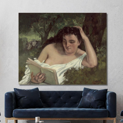 Una Lettura Della Giovane Donna Gustave Courbet cg31 quadro stampato su tela