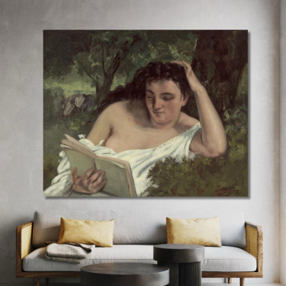 Una Lettura Della Giovane Donna Gustave Courbet cg31 quadro stampato su tela