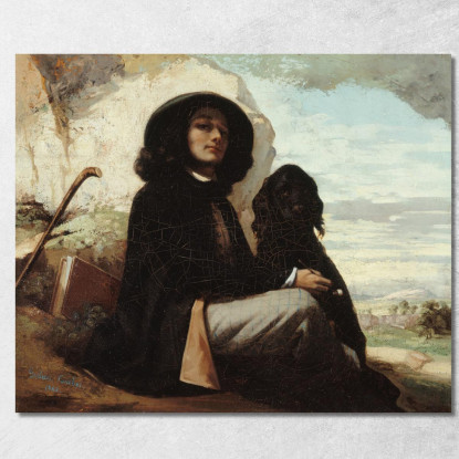 Autoritratto Detto Courbet Con Un Cane Nero Gustave Courbet cg36 quadro stampato su tela