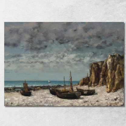 Barche Su Una Spiaggiaetretat Gustave Courbet cg44 quadro stampato su tela