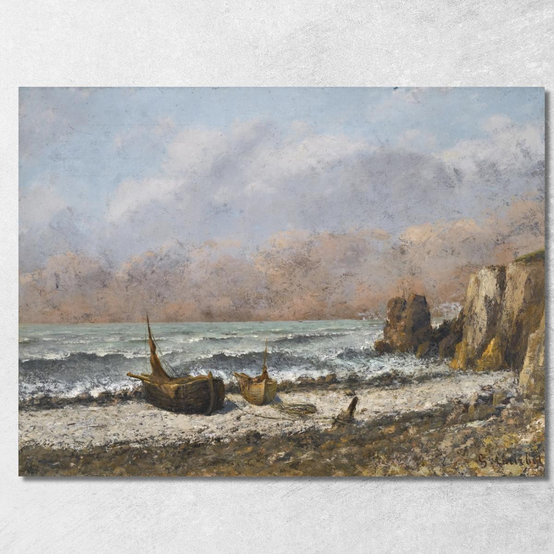 Due Barche Sulla Spiaggia Gustave Courbet cg62 quadro stampato su tela